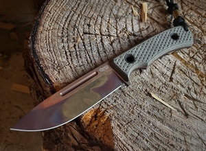 TRC Knives K1S Elmax Green Micarta APOC finish #1795