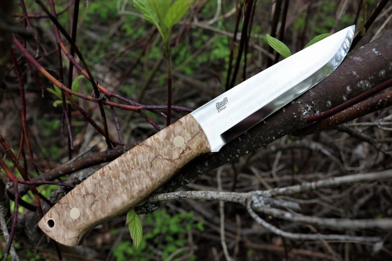 Brisa Trapper 115 Curly Birch ELMAX Scandi with Firesteel